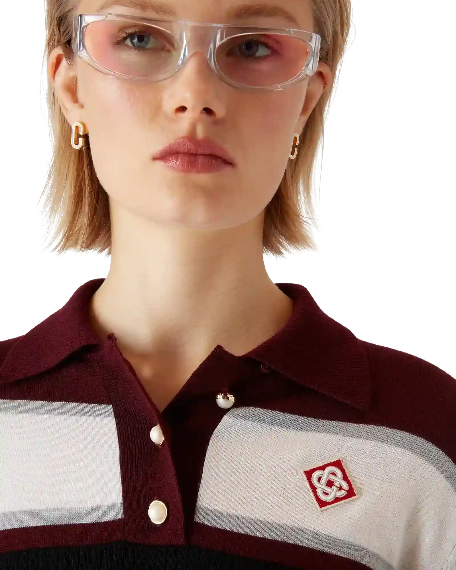 Striped Oversized Long Sleeve Polo Shirt - Image 5