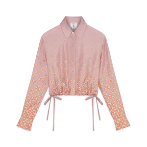 Degrade Monogram Long Sleeve Silk Shirt