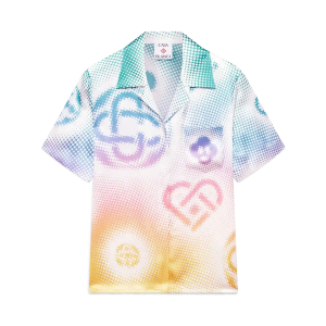 Halftone Logo Short Sleeve Silk Shirt