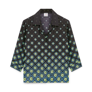 Degrade Monogram Long Sleeve Silk Shirt