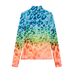 Leopard Printed Long Sleeve Mesh Top