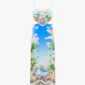 Silk Satin Maxi Scarf Dress