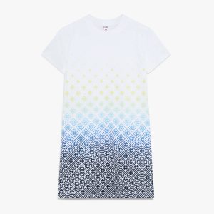 White Gradient Monogram T-Shirt Dress