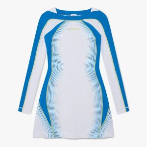White Half-Tone Stretch Tennis Maxi Dress