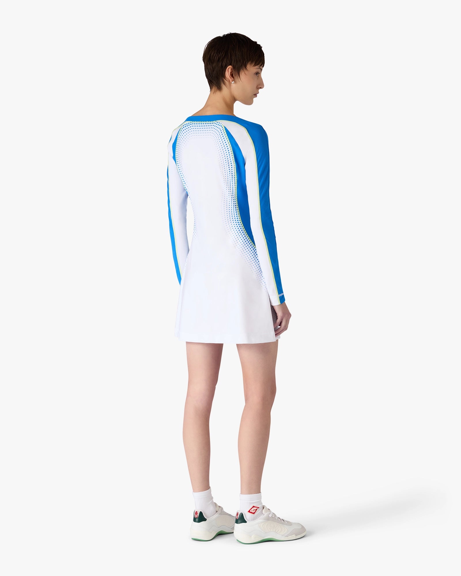 White Half-Tone Stretch Tennis Maxi Dress - Image 3