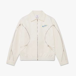 White Zip Cotton Drill Jacket