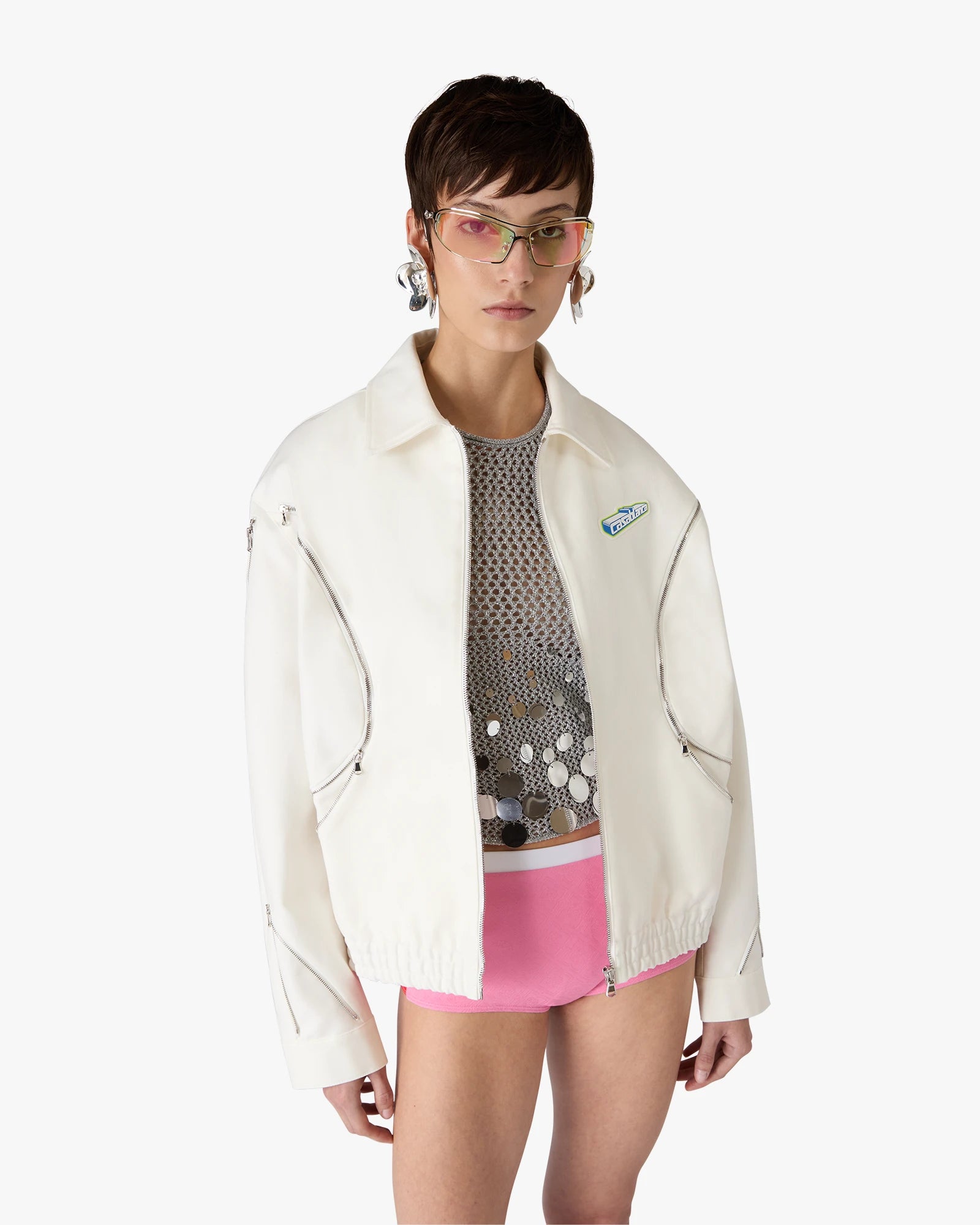White Zip Cotton Drill Jacket - Image 4