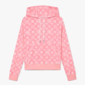 Pink Velour Monogram Hooded Sweatshirt