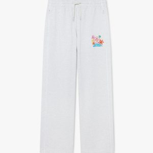 Grey Embroidered Cropped Sweatpants