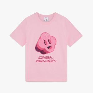 Pink Embellished CC Smile Fitted Short Sleeve T-Shirt