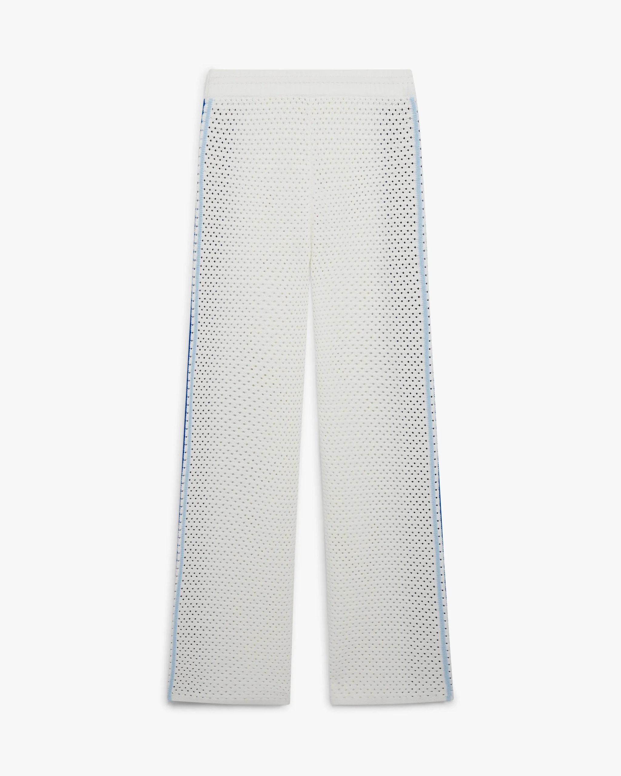 White & Blue Striped Mesh Trousers - Image 2