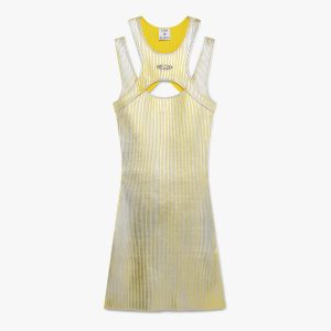 Yellow Foil Printed Mini Dress