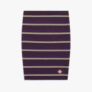 Purple & Green Striped Midi Skirt