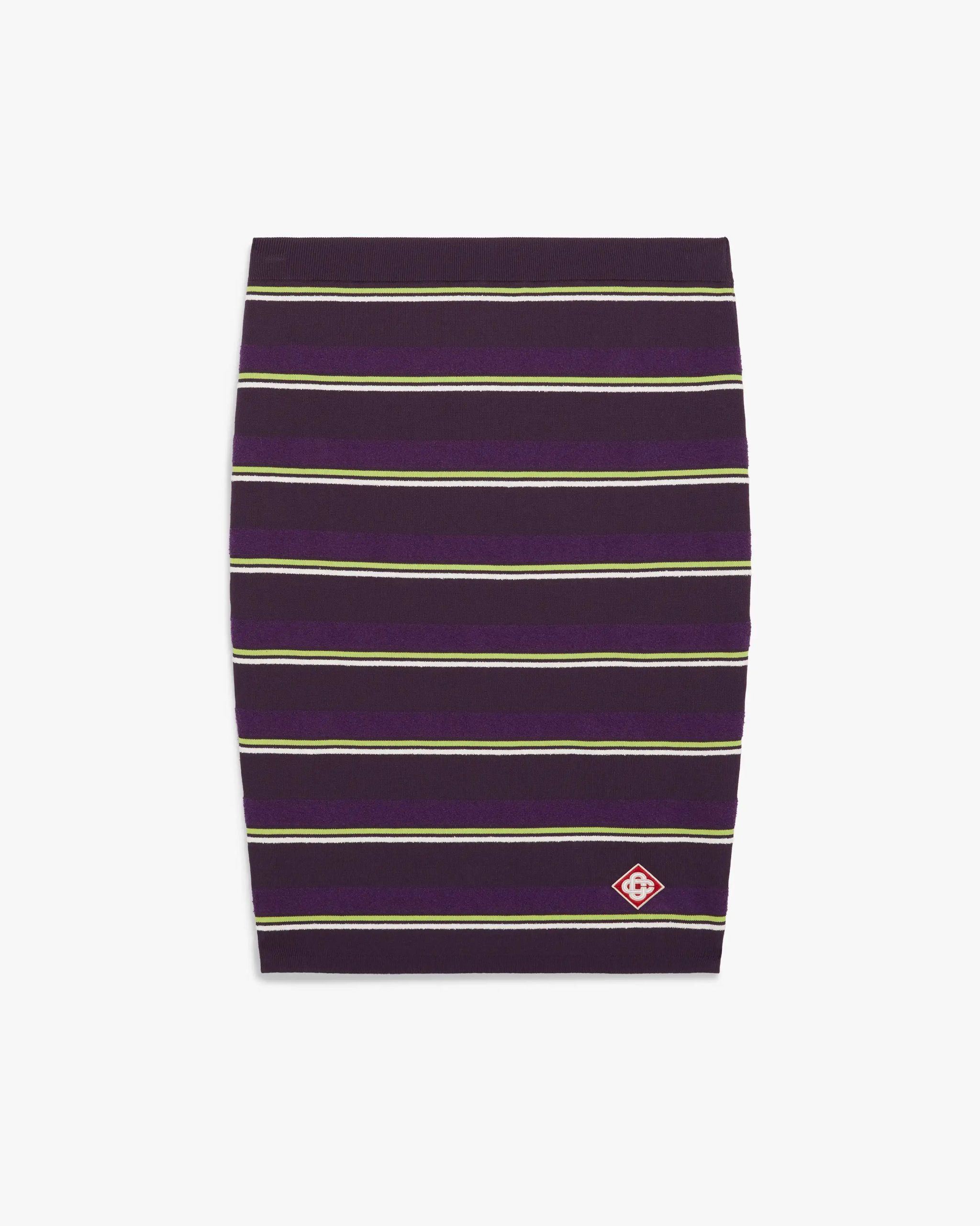 Purple & Green Striped Midi Skirt