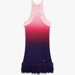 Pink Gradient Ruffle Midi Dress