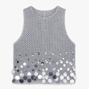 Silver Crochet Mirror Top