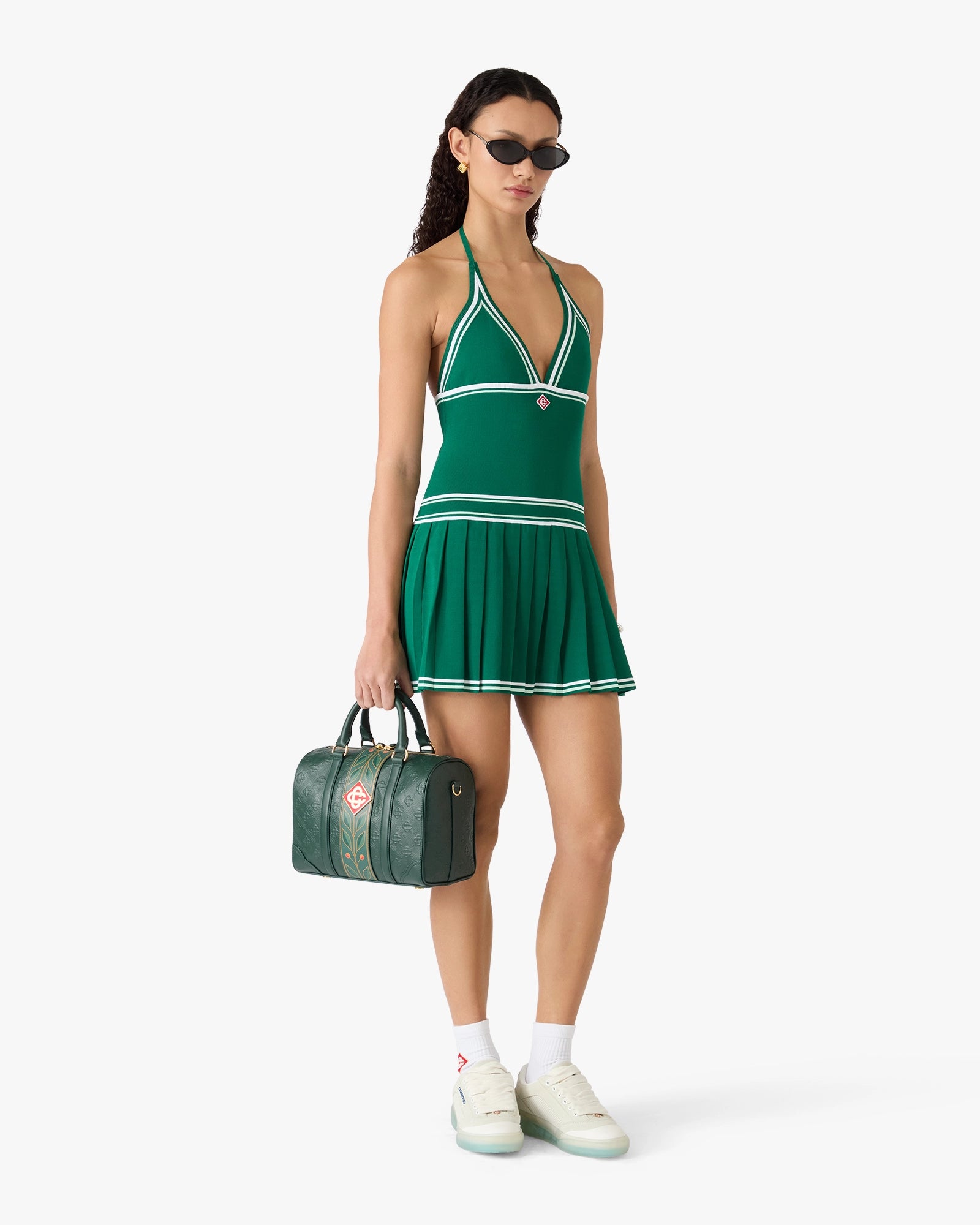Green Pleated Halter Mini Dress - Image 2