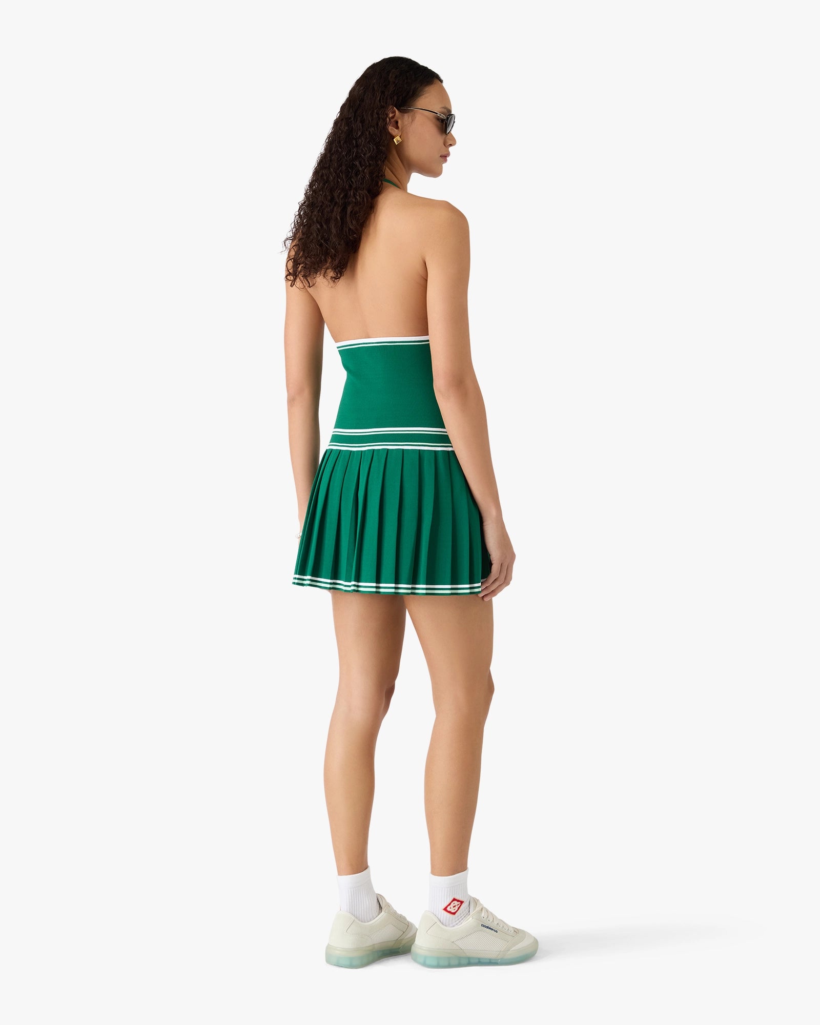 Green Pleated Halter Mini Dress - Image 3