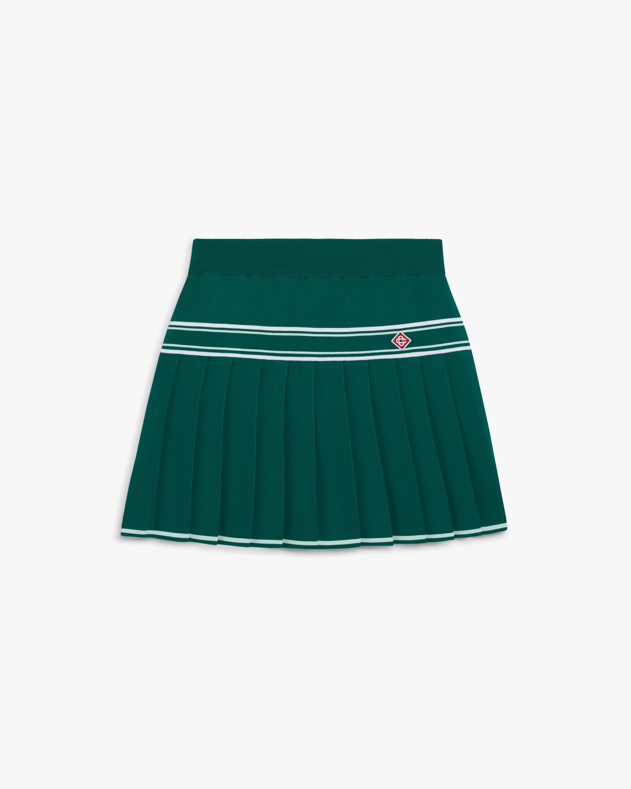 Green Pleated Knit Mini Skirt