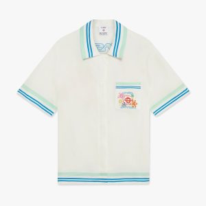 Floral Cuban Collar Short Sleeve Silk Shirt