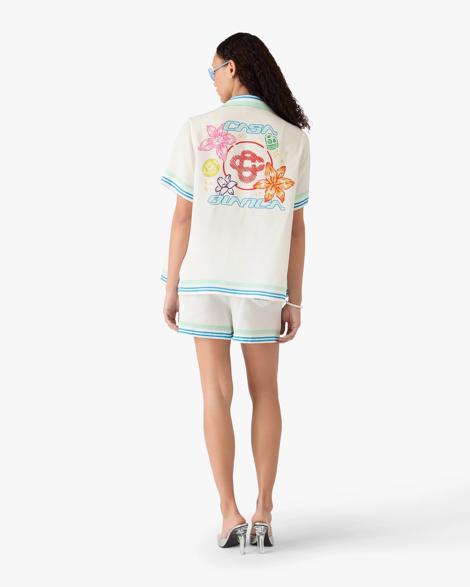 Floral Cuban Collar Short Sleeve Silk Shirt - Image 3