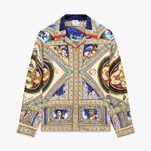 Take Me To Church Cuban Collar Long Sleeve Silk Shirt