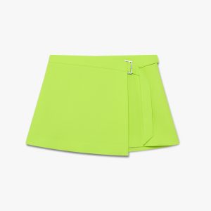 Green Crepe Mini Skirt