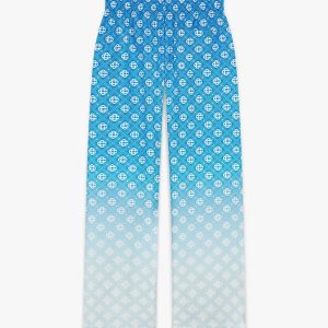 Blue Gradient Diamond Monogram Silk Trousers