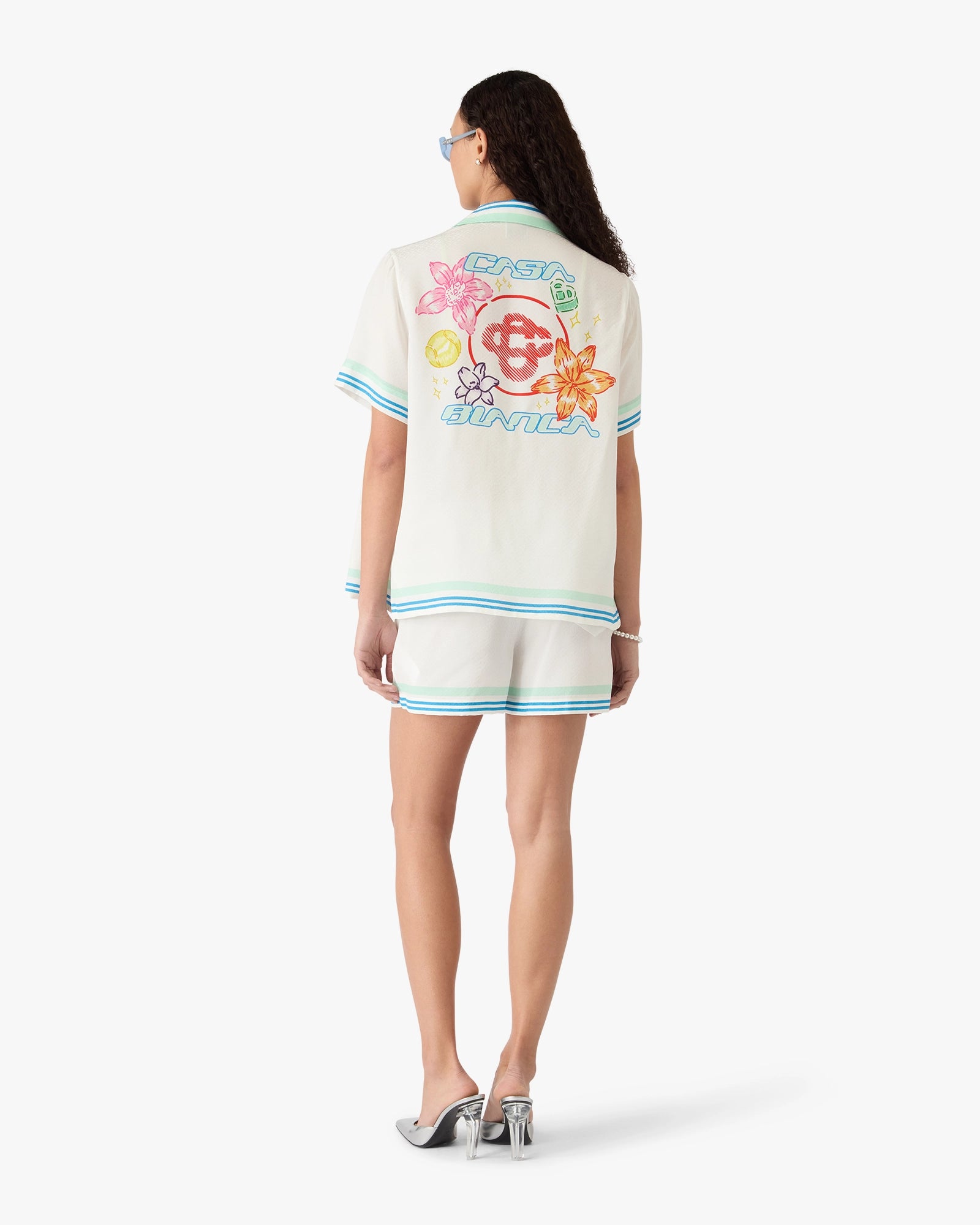 Floral CC Smile Monogram Jaquard Silk Shorts - Image 3