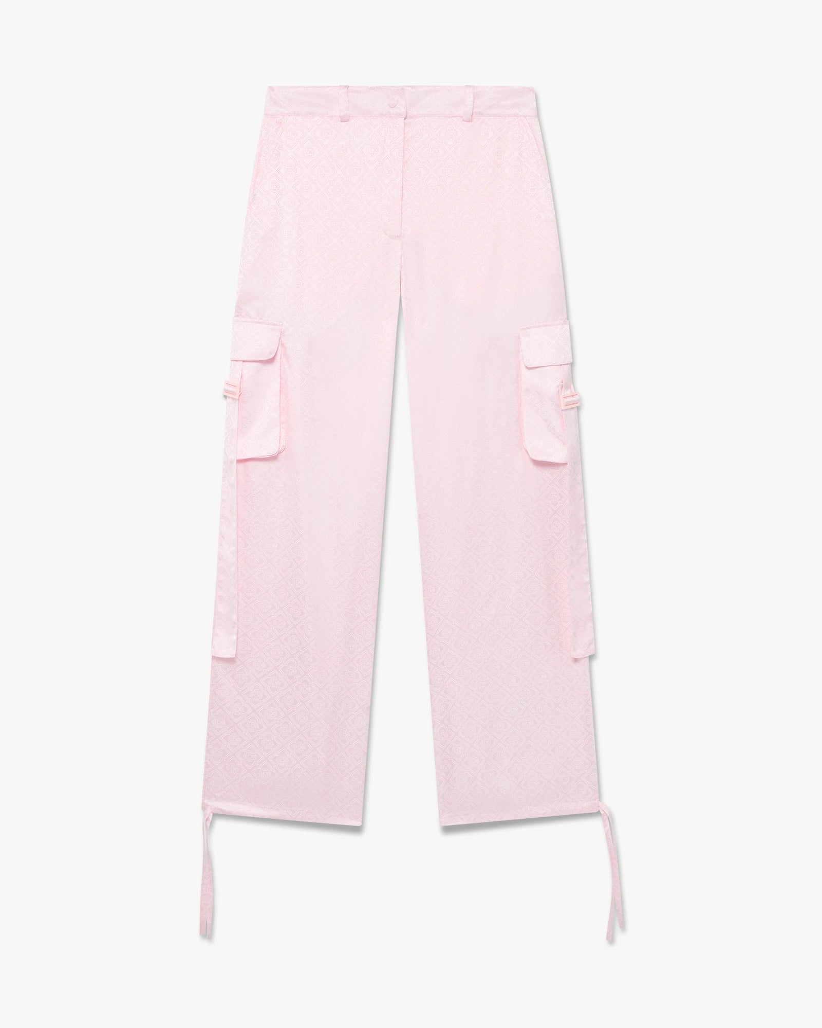 Pink Monogram Satin Cargo Trousers