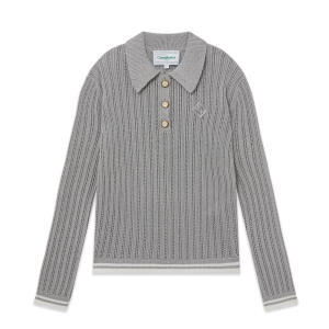 Silver Long Sleeve Polo Shirt