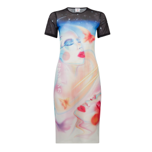 Galactic Connection Mesh Short Sleeve Dress
