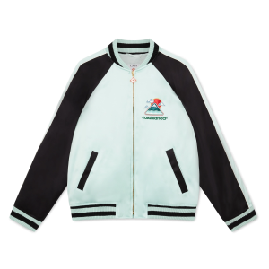 Embroidered Satin Bomber Jacket