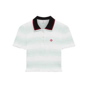 Stripe Shirred Polo Shirt