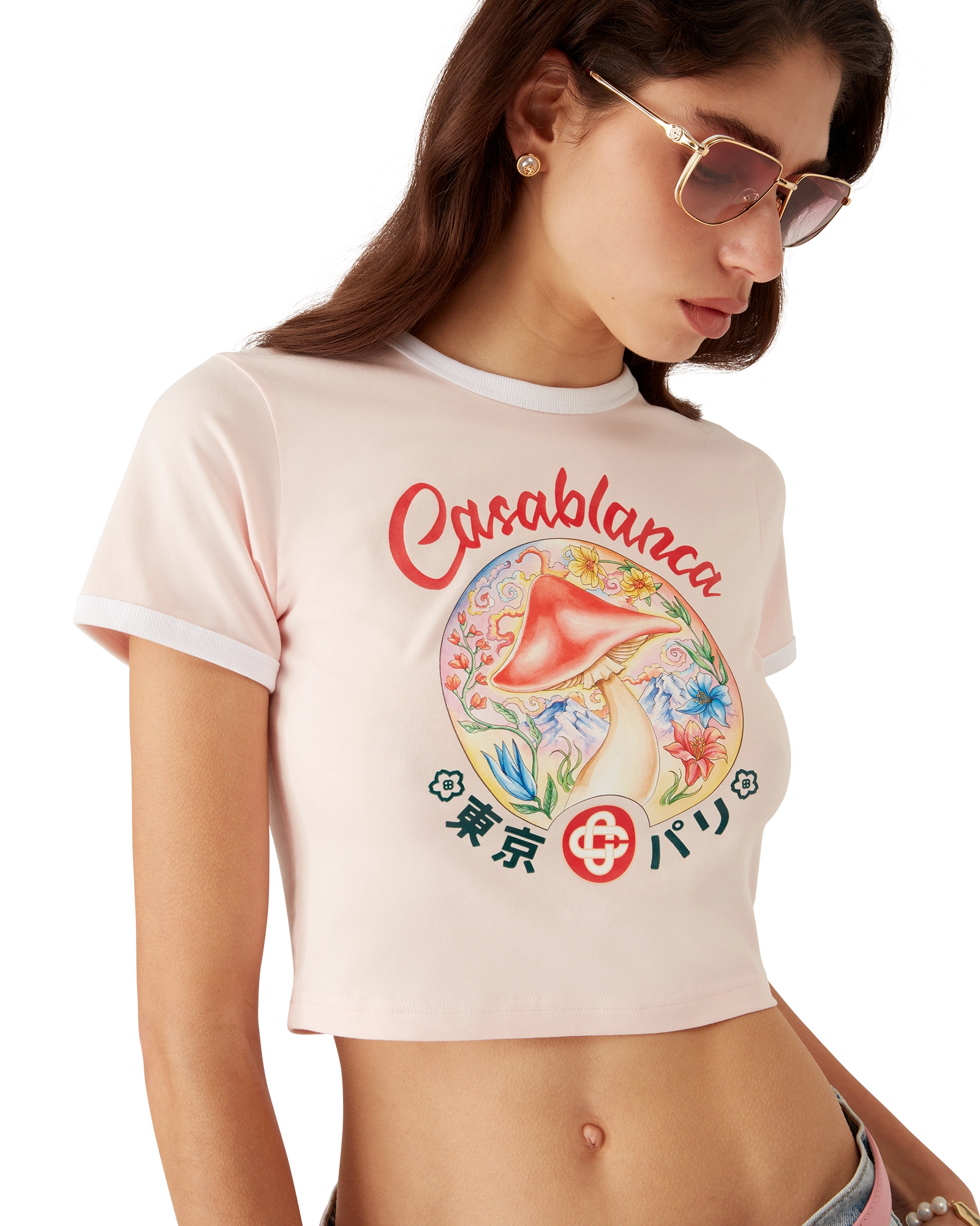 Mushroom Emblem Cropped Short Sleeve T-Shirt - Image 5