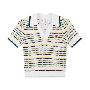 Cotton Tuck Stitch Cropped Polo Shirt