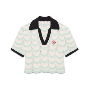 Cotton Wave Crochet Cropped Polo