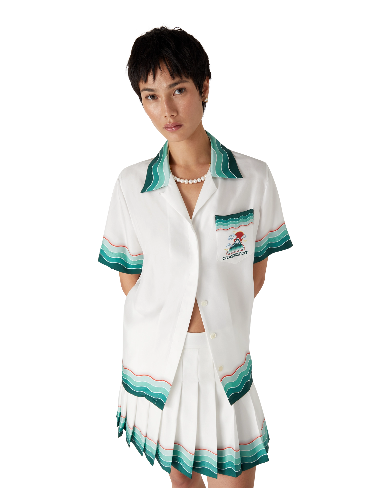Tennis Pleated Silk Pleated Mini Skirt - Image 4