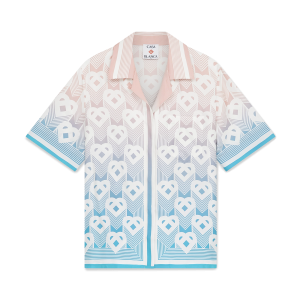 Gradient Heart Monogram Silk Short Sleeve Shirt