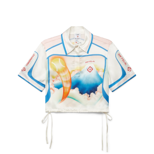 Fuji Dream Short Sleeve Silk Cropped Shirt