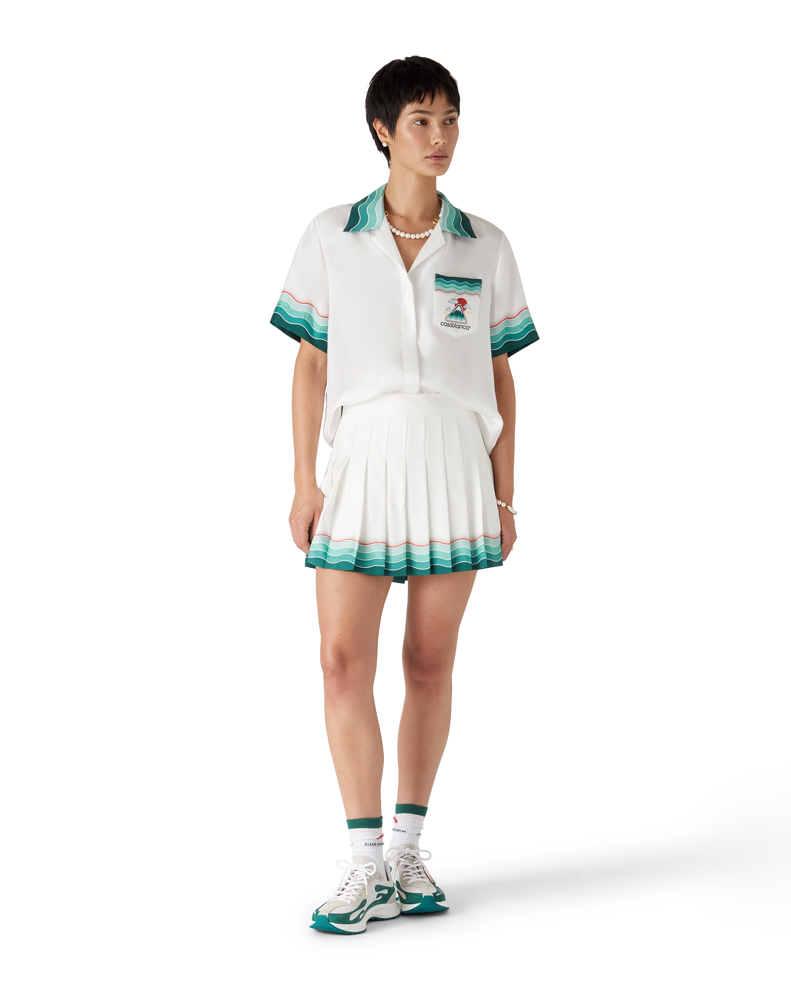 Tennis Pleated Silk Pleated Mini Skirt - Image 2