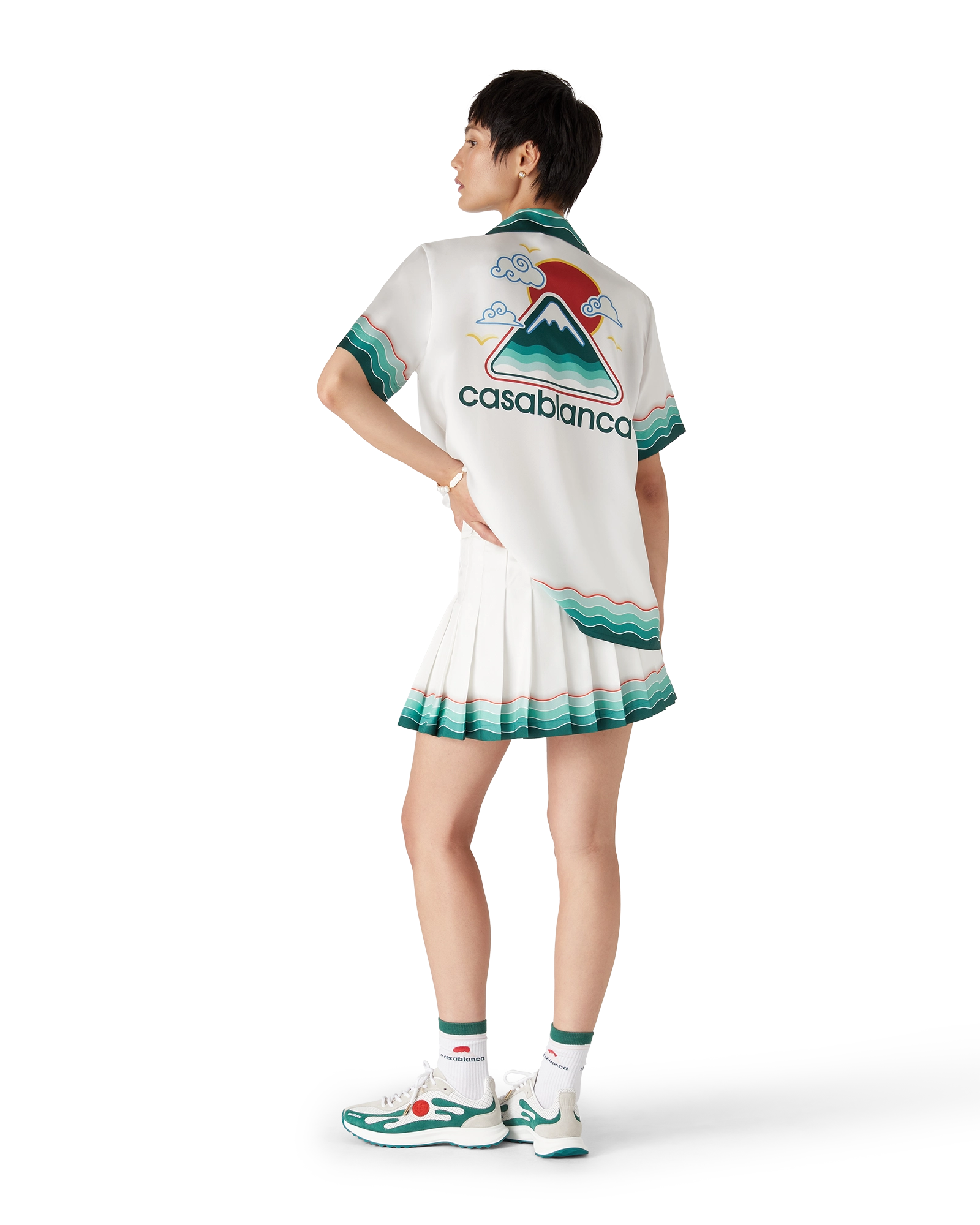 Tennis Pleated Silk Pleated Mini Skirt - Image 3