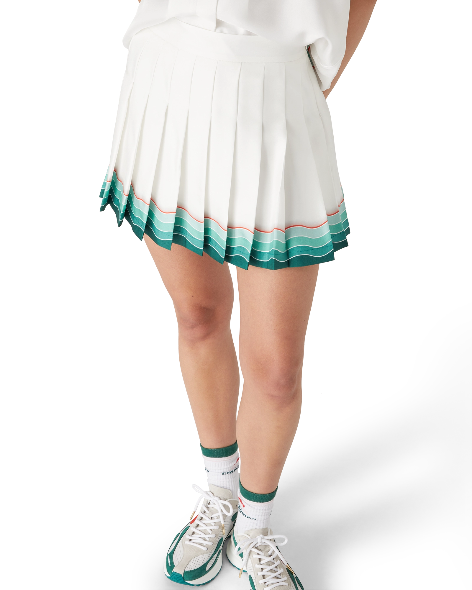 Tennis Pleated Silk Pleated Mini Skirt - Image 5