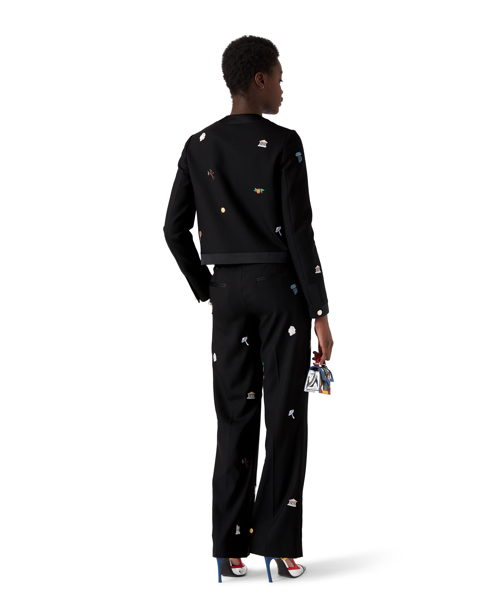 Embroidered Motif Wool Tailored Jacket - Image 3