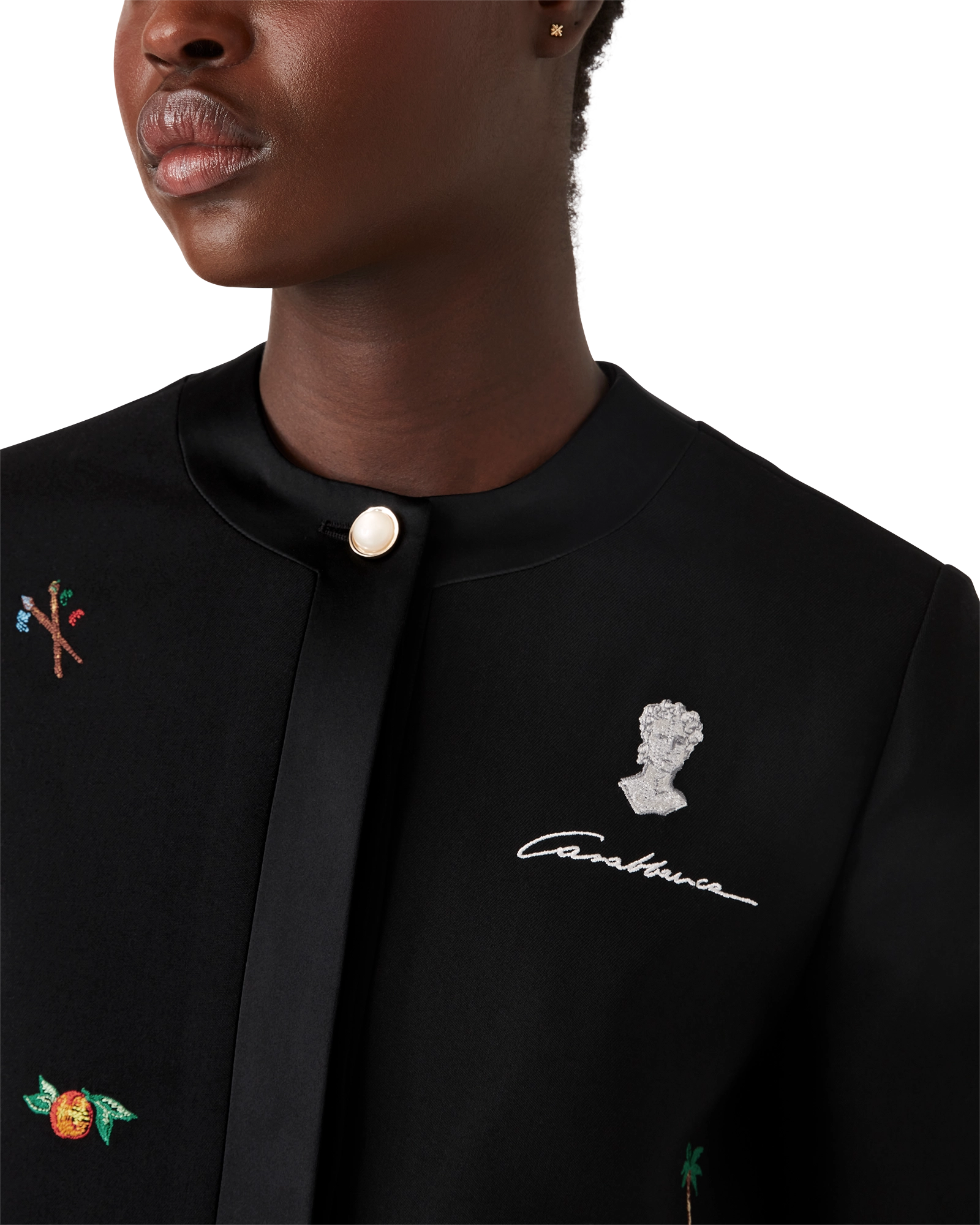 Embroidered Motif Wool Tailored Jacket - Image 4