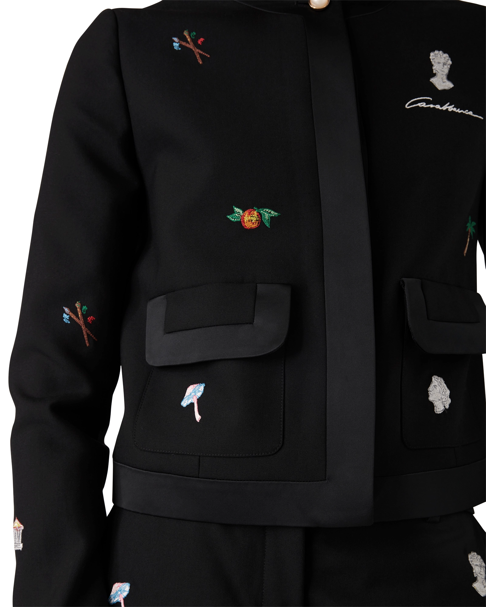 Embroidered Motif Wool Tailored Jacket - Image 5