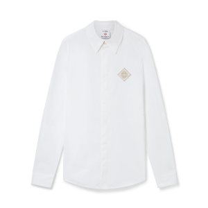 Pearl Diamond Patch Long Sleeve Cotton Shirt