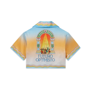 La Danse Cropped Short Sleeve Silk Shirt