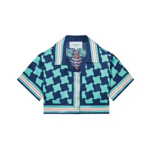Pool Tile Cropped Silk Shirt