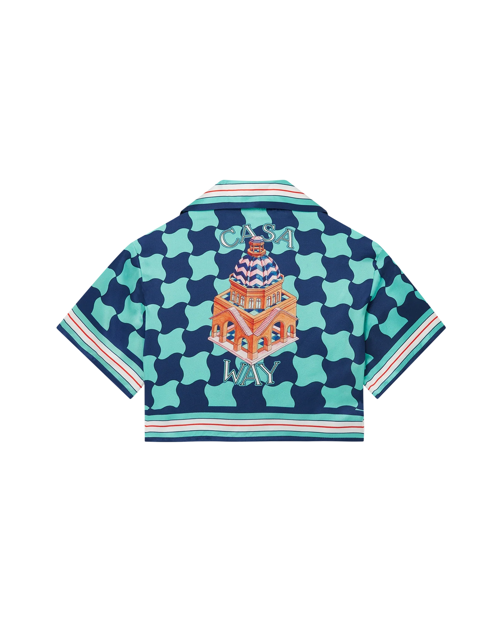 Pool Tile Cropped Silk Shirt - Image 4